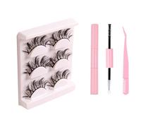 Natural Russian Eyelash Kit 20 Pairs False Eyelashes D Curl Natural 2 Styles Lightweight Thick Fluffy Comfortable Reusable Packs with Glue B4922