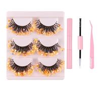 Natural Russian Eyelash Kit 20 Pairs False Eyelashes D Curl Natural 2 Styles Lightweight Thick Fluffy Comfortable Reusable Packs with Glue B4922