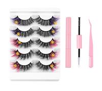 Natural Russian Eyelash Kit 20 Pairs False Eyelashes D Curl Natural 2 Styles Lightweight Thick Fluffy Comfortable Reusable Packs with Glue B4922