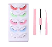 Natural Russian Eyelash Kit 20 Pairs False Eyelashes D Curl Natural 2 Styles Lightweight Thick Fluffy Comfortable Reusable Packs with Glue B4922
