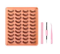 Natural Russian Eyelash Kit 20 Pairs False Eyelashes D Curl Natural 2 Styles Lightweight Thick Fluffy Comfortable Reusable Packs with Glue B4922