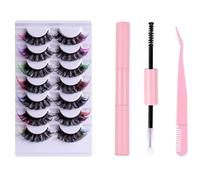 Natural Russian Eyelash Kit 20 Pairs False Eyelashes D Curl Natural 2 Styles Lightweight Thick Fluffy Comfortable Reusable Packs with Glue B4922