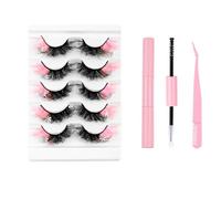 Natural Russian Eyelash Kit 20 Pairs False Eyelashes D Curl Natural 2 Styles Lightweight Thick Fluffy Comfortable Reusable Packs with Glue B4922