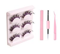 Natural Russian Eyelash Kit 20 Pairs False Eyelashes D Curl Natural 2 Styles Lightweight Thick Fluffy Comfortable Reusable Packs with Glue B4922