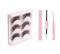 Natural Russian Eyelash Kit 20 Pairs False Eyelashes D Curl Natural 2 Styles Lightweight Thick Fluffy Comfortable Reusable Packs with Glue B4922