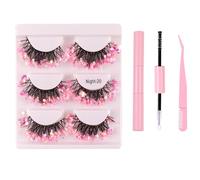 Natural Russian Eyelash Kit 20 Pairs False Eyelashes D Curl Natural 2 Styles Lightweight Thick Fluffy Comfortable Reusable Packs with Glue B4922
