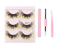 Natural Russian Eyelash Kit 20 Pairs False Eyelashes D Curl Natural 2 Styles Lightweight Thick Fluffy Comfortable Reusable Packs with Glue B4922