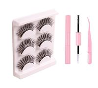 Natural Russian Eyelash Kit 20 Pairs False Eyelashes D Curl Natural 2 Styles Lightweight Thick Fluffy Comfortable Reusable Packs with Glue B4922
