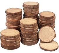 Natural Rustic Craft Discs Hand-Painted Round Slices 2-2.5 Inches for DIY & Decor Organic Craft Circles for Christmas Ornaments & Weddings (90PCS)