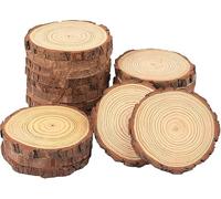 Natural Rustic Craft Discs Hand-Painted Round Slices 2-2.5 Inches for DIY & Decor Organic Craft Circles for Christmas Ornaments & Weddings (20 PCS)