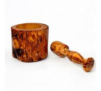 Natural Rustic Olive Wood Mortar and Pestle Set | Handmade Spices and Herbs Grinder Wooden Mortar with Pestle Nuts Smasher Bowl Garlic Press | Kitchen Essentials Rustic Decor (Natural Wood, 9 cm)