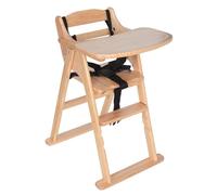 Safetots Deluxe Putaway Folding Wooden High Chair, Natural, Highchair For Baby And Toddler, Pre-Assembled