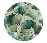 Natural Sage Green Ginkgo Leaves Pattern Round Mouse Pad, Mousepad with Non-Slip Rubber Base, Computer Gaming Pads for Wireless Mouse, Easy Gliding