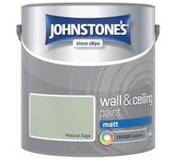 Natural Sage Johnstone’s Wall & Ceiling Matt Paint 2.5L - Smooth Matt Finish, Excellent Coverage, Quick Dry, Low Odour Interior Paint for Walls & Ceilings