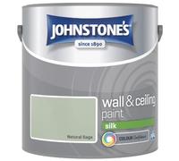 Natural Sage Johnstone’s Wall & Ceiling Silk Paint 2.5L - Smooth Silk Finish, Excellent Coverage, Quick Dry, Low Odour Interior Paint for Walls & Ceilings