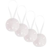 Natural Sand Dollar Ornaments 3" with Iridescent Ribbon - Set of 4 Real Sand Dollars for Beach Wedding Decor - Plus Free Nautical eBook by Joseph Rains