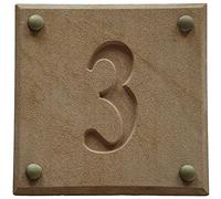 NATURAL SANDSTONE SQUARE HOUSE DOOR NUMBER 6" x 6" DEEPLY ENGRAVED NATURAL STONE SURFACE SIGN PLAQUE HOUSE WARMING GIFT