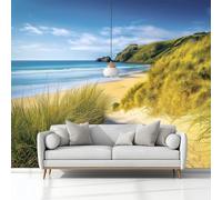 Natural Scenery O'Brien Bay Beach New Zealand Non-Woven Wallpaper 400 x 280 cm Bedroom Wall Mural, Green Photo Wallpaper Poster Wall Covering, for Children’s Room Home Restaurant Living Room Hallway