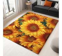 Natural Scenery Plant Sunflower Area Rug 180 x 240 cm, Washable Non-Slip Carpet, Soft Shaggy Short Pile Rug, Large Yellow Printed Carpet for Living Room Bedroom Kid's Playing Room