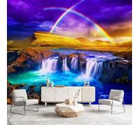 Natural Scenery Rainbow Wall Mural Wallpaper, Waterfall Wallpaper Decorative Wall Mural for Bedroom Study Living Room Home Decor Photo, 400 x 280 cm(W x H)