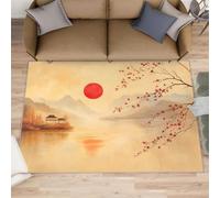 Natural Scenery Rug 70x140, Cherry Blossoms Area Rugs for Bedroom, Sunset Rugs for Boys Room, Low Pile Non Slip Carpet for Computer Game Room Dormitory