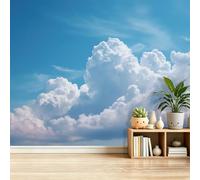 Natural Scenery Theme Wall Mural Wallpaper 200 x 140 cm (WxH), Sky Clouds Pattern, Blue Poster 3D Wall Mural Photo Wallpaper Decoration for Bedroom Living Room Hallway