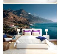 Natural Scenery Wall Murals for Living Room Ocean, Mountains, Blue Sky 3D Print Photo Wallpaper Luxury Design Modern Non-Woven Wall Mural Sofa TV Kids Bedroom Decoration 200 x 140cm