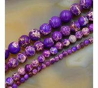 Natural Sea Sediment Jasper Gemstone Round Beads 16'' 4mm - 12mm (4mm, Purple)