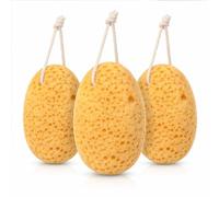 ```Natural Sea Sponge for Bathing & Shower - Soft, Quick-Dry & Face Exfoliating Scrubber with Hanging Rope, Durable for Sensitive Skin, 3-Pack Large Oval Honeycomb Sponges