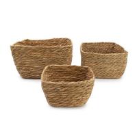 Natural Seagrass Square Basket Set Of 3 For Storage