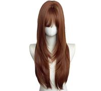 Natural Searching Lemon Brown Straight Hairpiece Stratified Cut with Full Forelock Ventilated Hat Structure Heat Immune Artificial Substance Lemon Brown Layered Straight Hairpiece