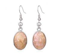 Natural Seashell Earrings Pink White Abalone Shell Egg Shape Dangle Drop Earring for Women Casual Beach Summer Jewelry