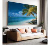 Natural Seaside Landscape Palm Trees Canvas Wall Art, Modern Artwork Wall Art Home Decor Poster - Pictures Paintings on Canvas Prints Wall Decor for Bedroom Living Room Office Decorations 150 x 100 cm