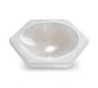 Natural Selenite Crystal Bowl, Hexagon Charging Dish for Crystals, Jewelry & Bracelets Healing Crystal Cleansing Bowl for Meditation, Reiki, Chakra Energy, Altar & Home Décor