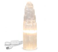 Natural Selenite Crystal Mountain Lamp, Handcrafted White Selenite Stone Light, Crystal Lamp for Meditation, Spiritual Home Decor, Bedroom Night Light, Relaxing Ambient Lighting (20 Cm)