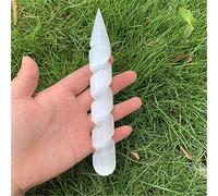 Natural Selenite Lamp Carved Pyramid Tower Crystal Wand Palm Stone Witchcraft Ornament White Dish Gift (Size : 2pc)