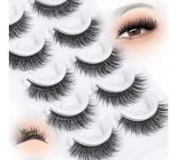 Natural Self Adhesive Lashes Eye Lashes Self Adhesive Eyelashes C-curly Reusable Pre Glued Lashes Natural Look No Glue Needed False Eyelashes 8-11MM 5 Pairs