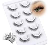 Natural Self Adhesive Lashes Eye Lashes Self Adhesive Eyelashes C-curly Reusable Pre Glued Lashes Natural Look No Glue Needed False Eyelashes 8-11MM 5 Pairs