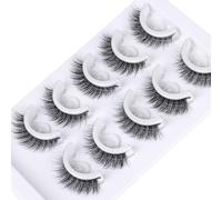 Natural Self Adhesive Lashes Eye Lashes Self Adhesive Eyelashes C-curly Reusable Pre Glued Lashes Natural Look No Glue Needed False Eyelashes 8-11MM 5 Pairs