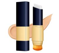 Natural Shade 2-in-1 Foundation & Concealer Stick - Creamy Blendable Texture for Long-Lasting Lightweight Coverage with Portable Built-in Brush, Suitable for All Skin Types