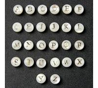 Natural Shell Alphabet Beads Round Flat Gold Color Letter Mother of Pearl Beads for Jewelry Making Bracelet DIY Accessries 8mm-A-Z-2pcs