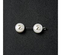 Natural Shell Alphabet Beads Round Flat Gold Color Letter Mother of Pearl Beads for Jewelry Making Bracelet DIY Accessries 8mm-Z-2pcs