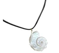 Natural Shell/Conch Bead Necklace Adjustable Rope Tie Closure Handmade Jewelry Lightweight Design Neckchain Fashionable Adjustable Beach Necklace