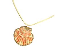 Natural Shell/Conch Bead Necklace Adjustable Rope Tie Closure Handmade Jewelry Lightweight Design Neckchain Fashionable Adjustable Beach Necklace