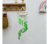 Natural Shell Dreamcatcher Wind Chime for Home or Garden Decoration Creating Calm and Inviting Environment (Green)