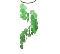 Natural Shell Wind Chime Dreamcatcher Hanging Ornament, Boho Bedroom Pendant for Coastal Home Decor, Colorful Patio Windchime for Outdoor Garden Decoration and Relaxing Window, 77cm(Green)