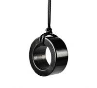 Natural Shungite Ring Pendant Necklace, Black Stone Circle Pendant with Black Cord, 27mm Outer Diameter, 8mm 10mm 12mm Width Options, Minimalist Natural Stone Jewelry Gift(27 * 10mm)