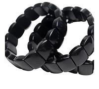 Natural Shungite Stone Bracelet for Men Emf Protection Elastic Stretch Bangle Shungite Crystal Anti Radiation (8 inch)