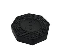 Natural Shungite Yin-Yang Display Base, Octagon Stone Stand for Spheres/Cups, Carbon-Rich Polished Mineral from Karelia, Desk & Altar Decor, Adsorption Surface, 35×35×9 mm (1.38×1.38×0.35 in) (1pc)