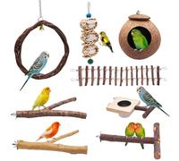 Natural Sichuan Pepper Birdcage Perch, Suitable for Conures, Cockatiels, Budgies, can Stand on Branches as Toys, Bird Swings, Bird feeders, Eight-Piece Natural Wood Birdcage Perch Set.